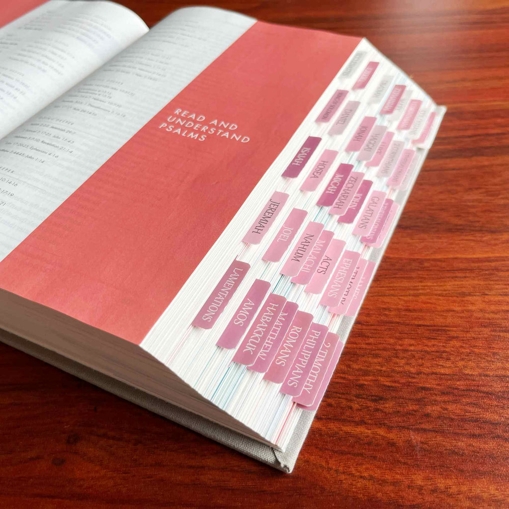 Bible Tabs, 80 White&Pink Tabs For Study Bible, Laminated Bible Tabs For Women And Men, Bible Journaling Supplies With Large Print Reposition Stickers Accessories
